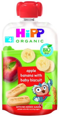 HiPP HiPPiS BIO Jablko, banán a Baby sušenky 100 g, 4m+ - VÝPRODEJ