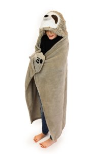 Cozy Noxxiez BL809 Lenochod - hřejivá deka s kapucí se zvířátkem a tlapkovými kapsami - VÝPRODEJ