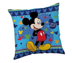 JERRY FABRICS Mikroplyšový polštářek Mickey Blue Polyester, 40/40 cm - VÝPRODEJ