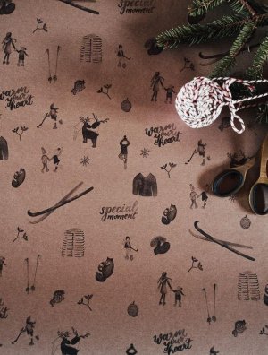 Be Nice EKO Balicí papír vánoční - Přírodní hnědý 3 ks (velký) - VÝPRODEJ