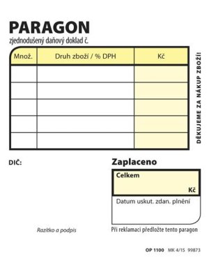 Paragon obchodní, 7,5 × 9,5 cm, 100 listů, NCR - VÝPRODEJ