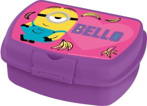 Plastový svačinový box Mimoni 18,5x14x6,5cm fialový - VÝPRODEJ