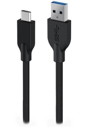 Genius ACC-A2CC-3A, Kabel, USB A / USB-C, USB 3.0, 3A, QC 3.0, opletený, 1m, černý - VÝPRODEJ