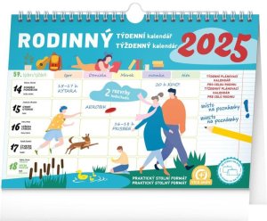 Kalendář 2025 nástěnný: Rodinný týdenní s háčkem, 30 × 21 cm - VÝPRODEJ