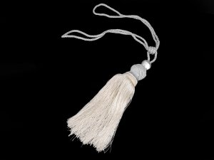 Velký dekorační úvaz / šňůra na závěsy se střapcem - krémová světlá (2 ks) - VÝPRODEJ