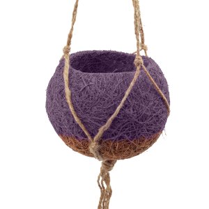 Domestico Závěsný obal na květináč z kokosového vlákna KOKODAMA, fialový