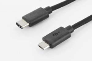 Digitus Připojovací kabel USB typu C, typ C na micro B M/M, 1,8 m, 3A, 480 MB, verze 2.0, bl - VÝPRODEJ