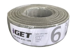 Instalační kabel iGET CAT6 UTP PVC Eca 100m/box, kabel drát, s třídou reakce na oheň Eca - VÝPRODEJ