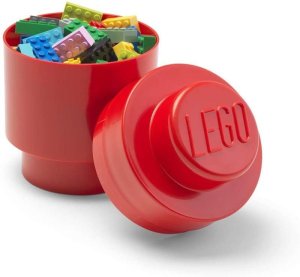 Úložný box LEGO kulatý - červený - VÝPRODEJ