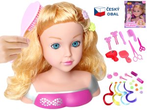 Česací hlava 22 cm s doplňky - VÝPRODEJ