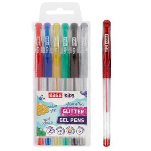 EASY Kids GLITTER Sada gelových per se třpytkami, 6 barev - VÝPRODEJ