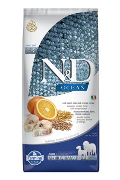 N&D OCEAN DOG LG Adult M/L Codfish & Orange 12kg - VÝPRODEJ