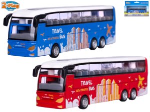 2-Play Traffic autobus 12,5 cm kov volný chod - mix barev (červená, modrá) - VÝPRODEJ