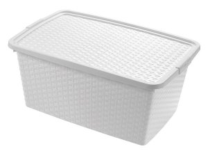 BOX ÚLOŽNÝ S VÍKEM, 10L, PLAST, 33X23X16CM - mix variant či barev - VÝPRODEJ