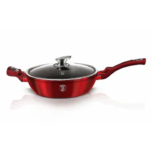 Pánev Berlingerhaus hluboká s mramorovým povrchem a poklicí 32 cm Burgundy Metallic Line - VÝPRODEJ