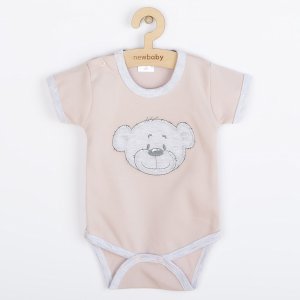 Kojenecké bavlněné body s krátkým rukávem New Baby BrumBrum old pink grey - 86 (12-18m) - VÝPRODEJ