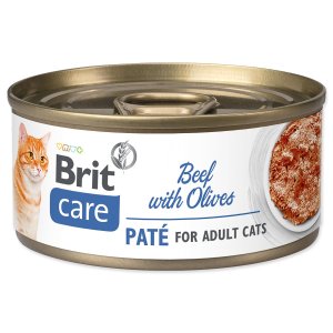 Konzerva Brit Care Cat hovězí s olivami, paté 70g - VÝPRODEJ