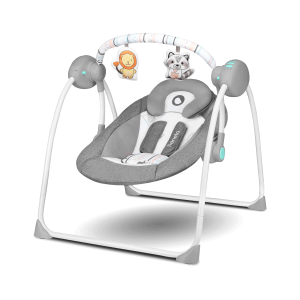 LIONELO Dětské houpací křesílko Ruben Stone Grey Turquoise - modré - VÝPRODEJ