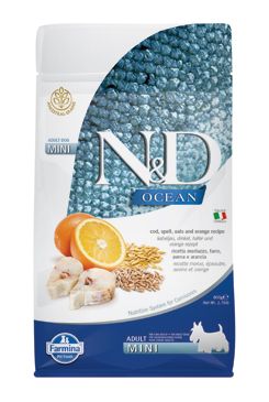 N&D OCEAN DOG LG Adult Mini Codfish & Orange 800g - VÝPRODEJ