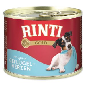 Rinti Dog Gold konzerva drůbeží srdíčka 185g - VÝPRODEJ