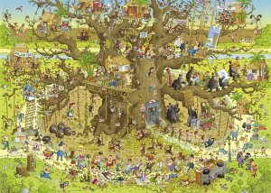HEYE Puzzle Šílená ZOO: Opičí výběh 1000 dílků - VÝPRODEJ