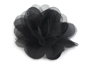 Šifónový květ Ø8 a 9 cm - (9 cm) černá (4 ks) - VÝPRODEJ