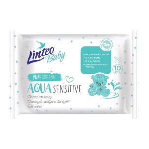 LINTEO Vlhčené ubrousky Baby Aqua Sensitive 10 ks - VÝPRODEJ