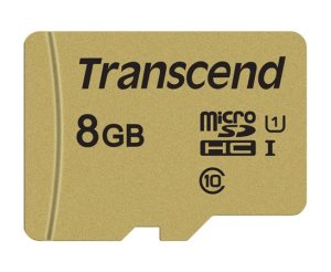 Transcend 8GB microSDHC 500S UHS-I U1 (Class 10) MLC paměťová karta (s adaptérem), 95MB/s R, 25MB/s W - VÝPRODEJ