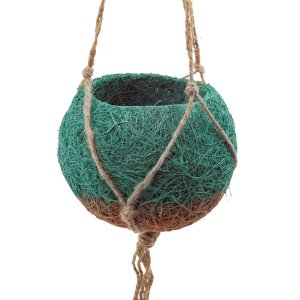 Domestico Závěsný obal na květináč z kokosového vlákna KOKODAMA, zelený