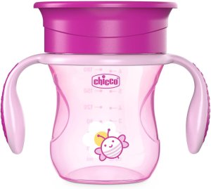 CHICCO Hrneček Perfect 360 s držadly 200 ml růžový 12m+ - VÝPRODEJ