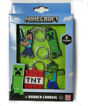 Minecraft set gumových klíčenek (4ks) - VÝPRODEJ