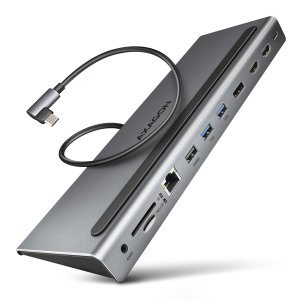 AXAGON HMC-4KX3 USB 5Gbps hub, 3x USB-A, 2x HDMI, DP, RJ-45, SD/microSD, audio, PD 100W, kabel 40cm - VÝPRODEJ