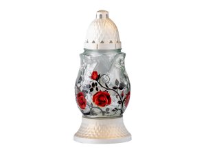 Hřbitovní sklo 24cm vklad 80g 20h., růže - VÝPRODEJ