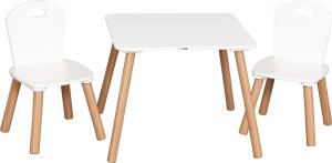 FreeOn Dřevěný stolek s židlemi Athena bílý - VÝPRODEJ
