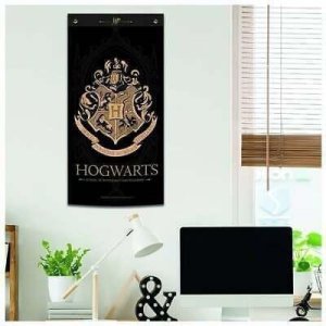 Harry Potter: Textilní Banner na zeď - Bradavice černé - VÝPRODEJ
